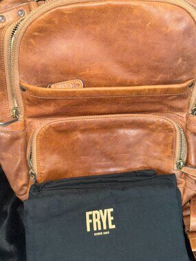 Frye Logan Leather Backpack Cognac Brown | Full Grain Leather | $448 Retail